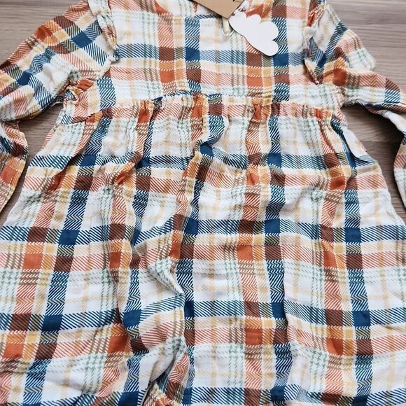 ANGEL DEAR - RUFFLE SLEEVED DRESS SET - MUSLIN PLAID - Picture 1 of 3